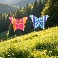 37 Inch Grote 3D Vlinder Windmolen Dubbellaagse Bloemblaadjes Windmolen Verloop Roze Tuinpaal voor Patio Tuin Gazon Decoratie