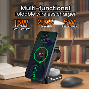 Diseño Plegable, <span class=keywords><strong>Precio</strong></span> <span class=keywords><strong>de</strong></span> Fábrica al por Mayor, Estación <span class=keywords><strong>de</strong></span> Carga Inalámbrica Magnética 3 en 1 <span class=keywords><strong>de</strong></span> 15W, Mesita <span class=keywords><strong>de</strong></span> Noche - Product Image 2