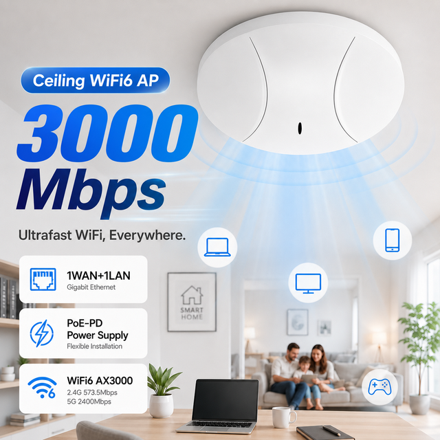 Home Mesh Router Wifi6 Ceiling AP 3000Mbps Commercial WiFi Access Point Wireless AP 2.4g 5.8g PoE Ceiling WiFi Access Point