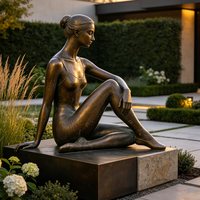 Statues de danseuses de ballet en laiton grandeur nature, décorations modernes pour la maison en plein air, artisanat en métal, sculpture en bronze d'une ballerine assise
