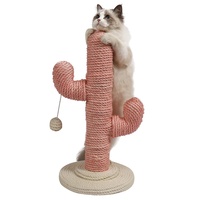 Arbre à chat en bois de sisal de style arbre, cadre d'escalade pour chat en forme de cactus avec corde de sisal, poteau à gratter pour chat résistant à l'usure