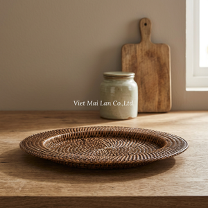 Assiette de Présentation Bohème Écologique Faite à la Main en Rotin Tressé à Partir de Fibres Naturelles pour la Décoration de Table de Fête et un Style de Vie Durable - Product Image 3