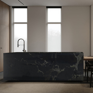 แผ่นหินแกรนิตสีดำของแม่น้ำ TMZ หินธรรมชาติสำหรับเคาน์เตอร์ห้องครัวห้องน้ำโต๊ะเครื่องแป้งโรงแรมวิลล่าผนังบันไดกระเบื้องปูพื้น - Product Image 1