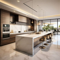 Cbmmart Nouveaux designs solution de construction à guichet unique intérieur Robinet de rangement pour cuisine Éviers Armoires de cuisine en bois massif Moderne 1 Set