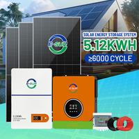 Systèmes d'énergie solaire hybrides ESUN 3KW 10KW avec batterie, onduleur, panneau solaire, toutes pièces, livraison directe d'usine