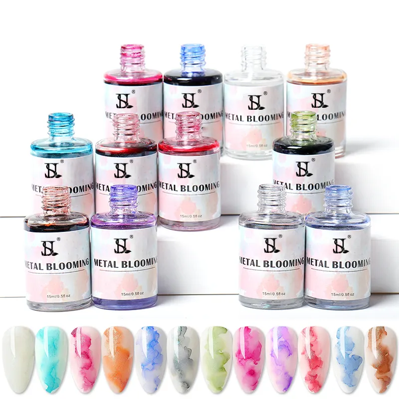 Free Sample High Quality Long Lasting Design Logo Multi Colour Water Based Nail Polish Wholesale Nail Blooming Gel Polish