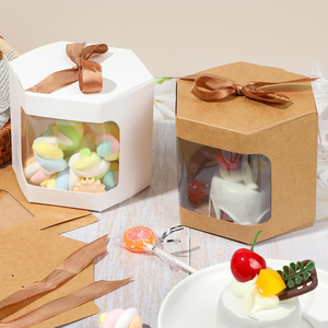 Cajas de Cartón Hexagonales para Impresión, Cajas de Embalaje para Repostería con Ventana, Plegables, para Regalos, Dulces y Golosinas - Product Image 4