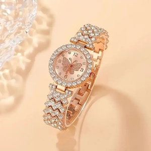 Reloj de Pulsera para Mujer con Flores y Cristales de Cuarzo, Reloj de Moda en Oro Rosa, Joyería para Damas - Product Image 1