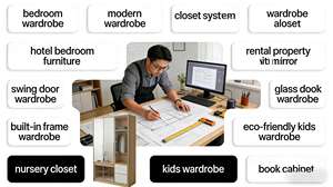 <span class=keywords><strong>Armario</strong></span> Moderno Independiente Personalizado con Puertas de Vidrio, Cajones y Estantes Abiertos para Dormitorio, Sala de Estar o Vestidor - Product Image 5