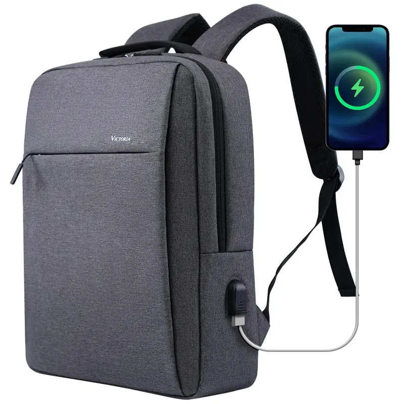 Roomy Space Pocket Travel Backpack Airplane Business Laptop Backpack With Luggage Strap USB Charging Port College School Bookbag