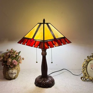 Hand-Crafted Retro Style European Design <b>Table</b> Lamp Antiqued Stained Glass Dome Resin for Living Room Bedroom <b>Coffee</b> <b>Table</b> - Product Image 1