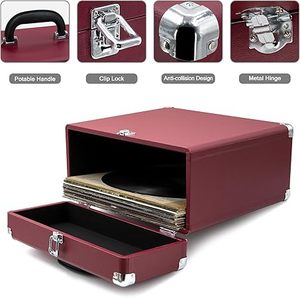 Mallette <span class=keywords><strong>de</strong></span> rangement pour disques vinyles vintage portables et boîte <span class=keywords><strong>de</strong></span> transport pour disques vinyles - Product Image 5
