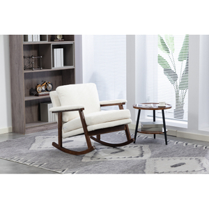 Fauteuil à bascule moderne en velours avec rembourrage doux et écologique, structure en bois, design capitonné pour la maison, le bureau et l'appartement - Product Image 3