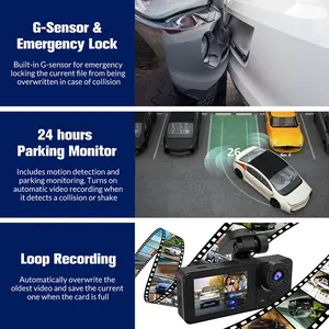 Câmera Veicular 1080P HD WIFI 2/3 com Visão Dianteira/Traseira, MicroSD, Visão Noturna, G-sensor e Modo de Estacionamento - Product Image 6