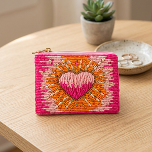 Porte-monnaie carré en coton fait main avec perles, broderie multicolore, fermeture éclair, logo personnalisé, cadeau promotionnel - Product Image 3