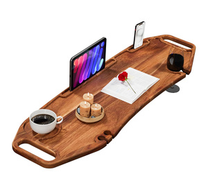 Bandeja <span class=keywords><strong>de</strong></span> Bañera Grande Premium <span class=keywords><strong>de</strong></span> Madera <span class=keywords><strong>de</strong></span> Acacia, Lujosa, Impermeable, No Tóxica, Patas Ajustables, No Requiere Herramientas, Bandeja Organizadora - Product Image 1