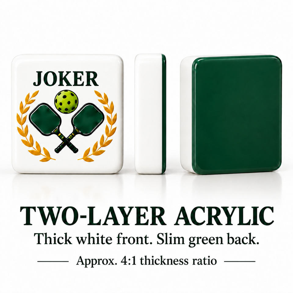 Pickleball American Mahjong Set Two Layer Acrylic Tiles White Front ...