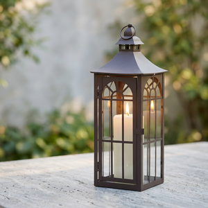 Wholesale Classic Style <b>Large</b> Black Metal Handmade <b>Candle</b> <b>Lantern</b> Floor Standing Christmas Decor with Custom Size Options - Product Image 1