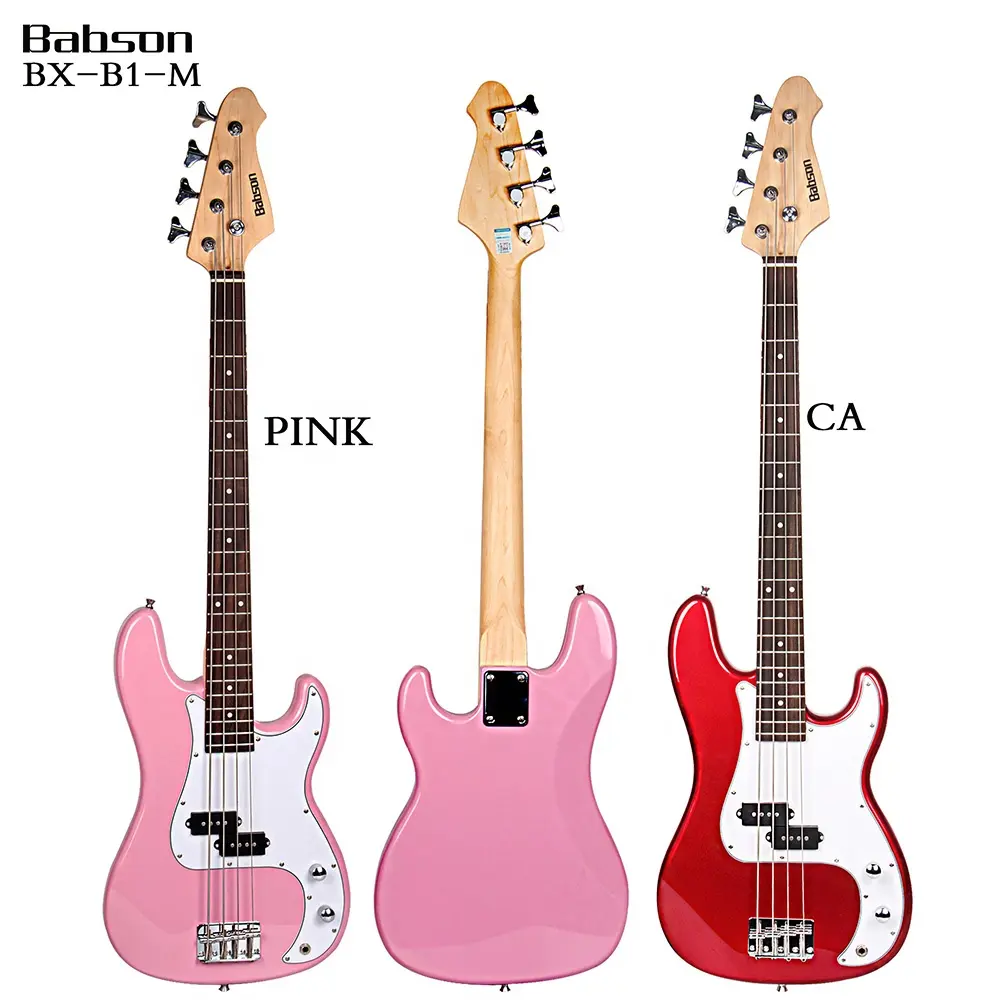 Diskon Besar BX-B1-M Gitar Bass Elektrik Babson Merah Muda dan Merah
