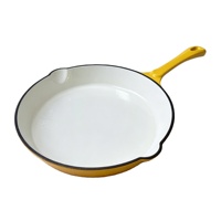 Poêle en fonte émaillée 25 cm antiadhésive, compatible four, induction et gaz, capacité 1,5 L, écologique, résistante à la chaleur, classique