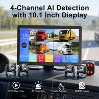 Sistema de Monitoreo de Punto Ciego BSD de 4 Canales con Pantalla Táctil AI de 10.1 Pulgadas, Cámaras de Visión Nocturna LED 1080P para Camiones, Autobuses y Vehículos Pesados