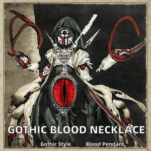 Gargantilla de estilo clásico con colgante de gota de sangre de aleación roja gótica Vintage para mujeres y hombres amantes Punk Dark Academia con perla - Product Image 5