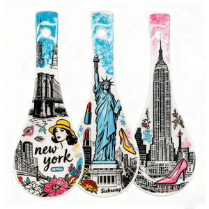 Reposacucharas de Cerámica Ecológicos Personalizados de Nueva York con Diseño de la Estatua de la Libertad y el Empire State Building para Recuerdos y Regalos de Viaje - Product Image 1