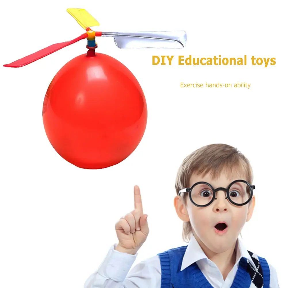 Fun Physics Experiment Homemade Balloon Helicopter DIY Material Home School Educational Kit Child Gift