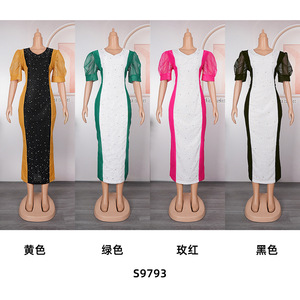 Vestido elegante <span class=keywords><strong>de</strong></span> <span class=keywords><strong>oficina</strong></span> para mujer africana <span class=keywords><strong>de</strong></span> talla grande, con pedrería y bloques <span class=keywords><strong>de</strong></span> color, <span class=keywords><strong>de</strong></span> <span class=keywords><strong>AliExpress</strong></span>. - Product Image 5