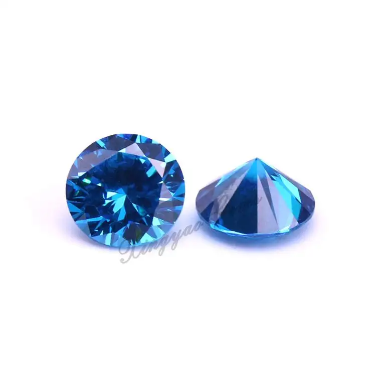 Синтетические драгоценные камни 5 мм-8 мм, круглые блестящие огранки, 5А, фианиты швейцарского синего цвета, свободные камни