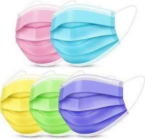 Mascarilla Facial Desechable de <span class=keywords><strong>3</strong></span> Capas, No Tejida, en Colores Azul, Blanco, Rosa, Morado, Amarillo y Verde - Product Image 3