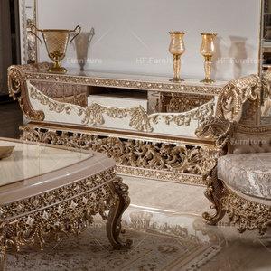 Vintage cổ điển hoàng gia phong cách Châu Âu Sofa gỗ rắn với Bàn cà phê sang trọng chạm khắc phòng khách trung tâm bảng - Product Image 5