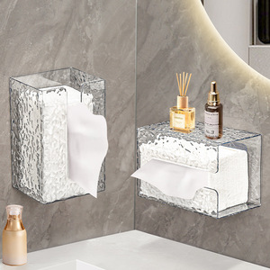Wall Mounted Tissue Box Transparent White Multi Function For Bathroom <b>Kitchen</b> <b>Storage</b> - Product Image 1
