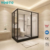 Cabine de douche coulissante YEETE en or brossé, à angle néo-cantonné, avec fermeture douce, verre trempé de 8 mm, design moderne et luxueux pour salle de bain