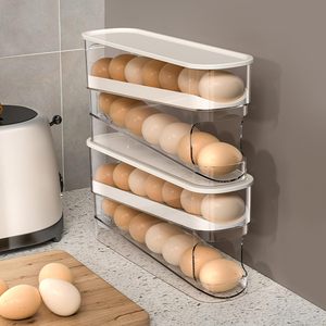 Refrigerator Rolling Egg Holder Dispenser Storage Box <b>Container</b> <b>Plastic</b> for Fridge - Product Image 2