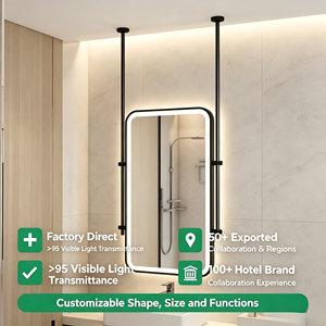 Miroir <span class=keywords><strong>de</strong></span> <span class=keywords><strong>salle</strong></span> <span class=keywords><strong>de</strong></span> <span class=keywords><strong>bain</strong></span> d'hôtel à cadre métallique avec capteur <span class=keywords><strong>de</strong></span> luminosité et gradation progressive, qualité hôtelière - Product Image 1