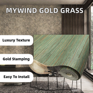MYWIND Luxury Natural Gold Stamping Black Back Sea Grass <strong>Wallpaper</strong> for Apartment Dining Room Sound-Absorbing Anti-Slip Handmade - Product Image 2