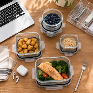 Citylife Eco-Friendly Glass Meal Prep Bpa Free Food Storage Container Ventable Lunch <b>Box</b> Office Bento with Lid - Product Image 4