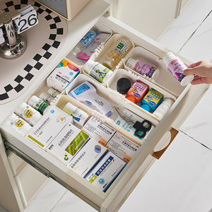 Scatola di immagazzinaggio telescopica in plastica con divisori-per trucco, utensili da cucina e disordine da scrivania, organizzatore per cassetti espandibile - Product Image 2