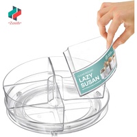 ZNF00170 rond en plastique 4 techniques d'injection de plateau tournant Lazy Susan détachables pour le stockage des aliments de cuisine ou des articles divers