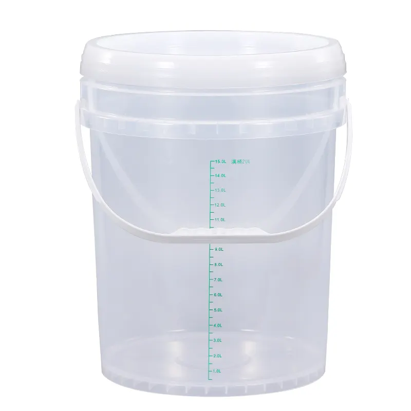 Fabriek Hete Verkoop 20l Plastic Emmer Container Met Schaal Liniaal Handvat Deksels Food Grade 5 Gallon Emmer