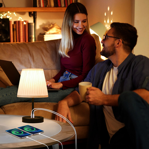 Lampada da tavolo retrò classico tessuto di lino bianco <span class=keywords><strong>Vintage</strong></span> paralume affusolato impero E27 Base rotonda in <span class=keywords><strong>metallo</strong></span> moderne lampade stile metà secolo - Product Image 3