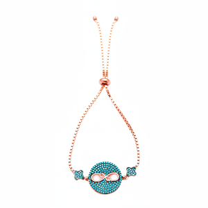 Clover Charm Infinity DesignTurquoise CZ Stone <b>Adjustable</b> Tennis <b>Bracelet</b> 925 Sterling Silver Jewelry - Product Image 2