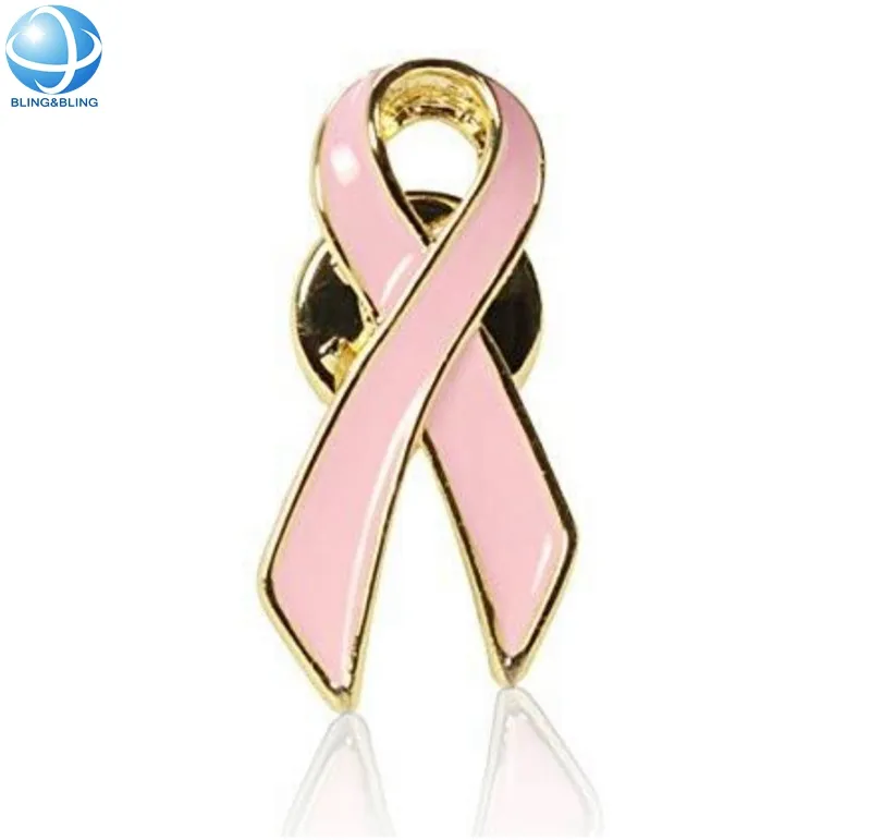 럭셔리 핑크 리본 브로치 소프트 하드 에나멜 유방암 생존자 옷깃 핀