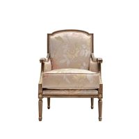 Fauteuil en tissu de style français avec structure en bois massif, fauteuil club vintage pour salon, siège individuel confortable
