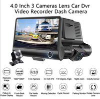 Enregistreur vidéo DVR de voiture de 4 pouces avec objectif à 3 caméras Écran IPS HD 1080P Vision de nuit à double angle Caméra de tableau de bord automatique