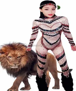 Dewy – combinaison moulante à imprimé africain, sexy, pour spectacle en boîte de nuit, <span class=keywords><strong>d</strong></span>éfilé, hôte, drag animal, bar, costumes pour femmes - Product Image 1