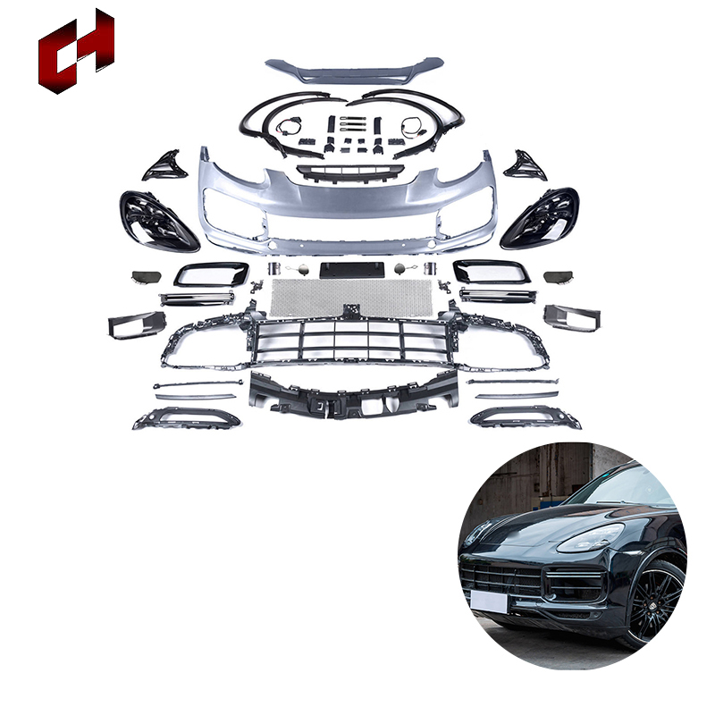 Подходит для Porsche Cayenne 958,1 2011-2014 Change To 9Y0 2018 Turbo включает передний бампер с решеткой фар коричневый