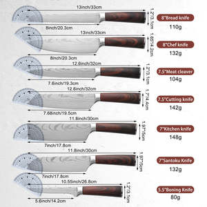 Meilleur produit : Ensemble de 7 couteaux japonais en acier inoxydable, couteau de chef, Santoku, hachoir à viande, manche brun, couteaux de cuisine - Product Image 2