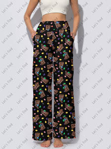 מכנסי לייגנס רחבים בגזרה גבוהה לנשים, מכנסי פאלאצו רכים וגמישים בסגנון קז'ואל לבגדי רחוב בהתאמה אישית, מכנסיים לנשים בהתאמה אישית - Product Image 3